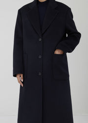 Grandpa navy blue wool cashmere coat