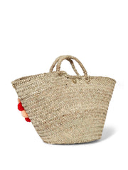 Sicilian straw basket with red and pink details