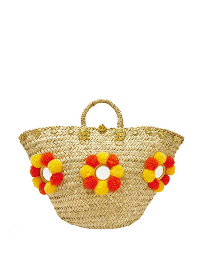 Muzungu Sisters Sicilian straw basket with orange and yellow details at Collagerie
