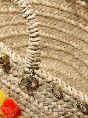 Sicilian straw basket with orange and yellow details