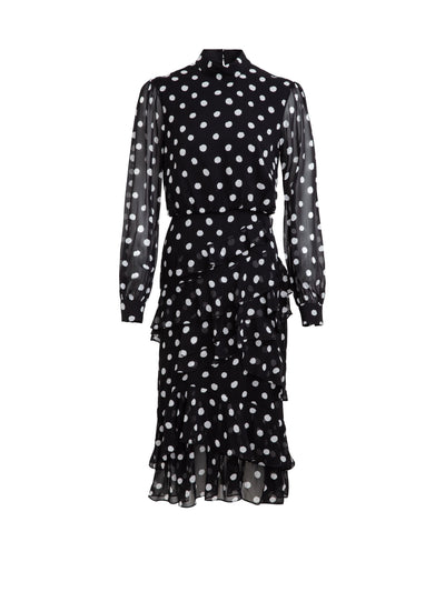 Saloni Isa ruffledress in mono dot at Collagerie