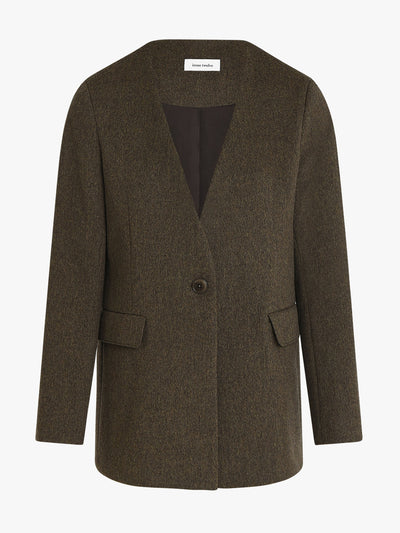 Issue Twelve Devon green wool cashmere blazer at Collagerie