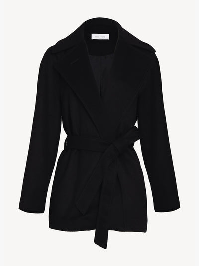 Issue Twelve Black cashmere belted coat at Collagerie