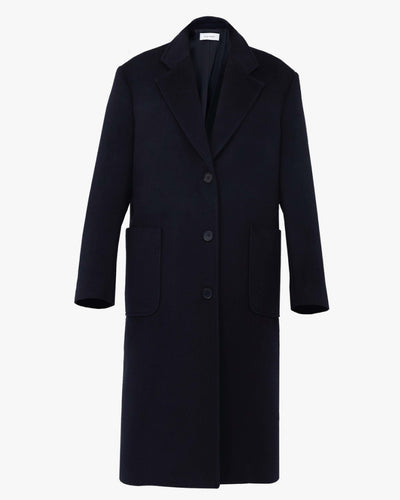 Issue Twelve Grandpa navy blue wool cashmere coat at Collagerie