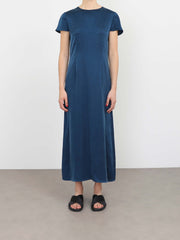 The Lee blue dress by Issue Twelve has central darts that softly outline the figure. Made in a sleek sand-washed steel blue cupro for Autumn Winter days.   Collagerie.com