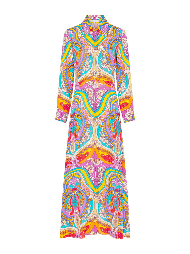 Jacqueline maxi dress in Bia red print