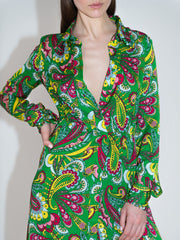 Jacqueline crepe shirt maxi dress in paisley green