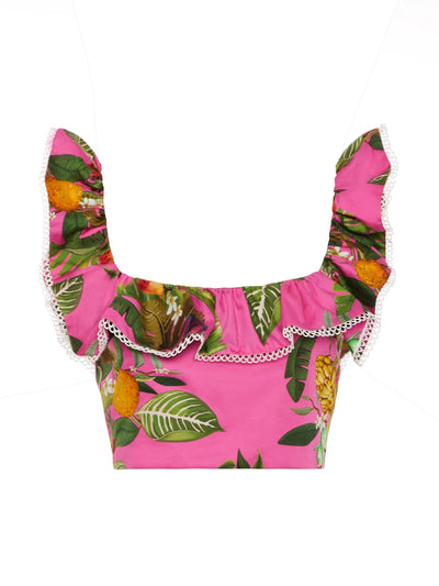 Borgo De Nor Jazz cotton cropped top, calypso pink at Collagerie