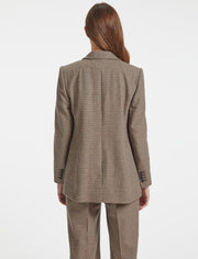 Relaxed brown and navy check Jordan wool blazer