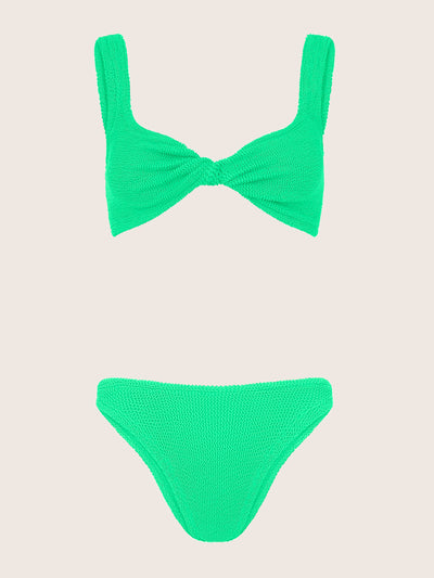 Hunza G Lime green twist detail Juno bikini at Collagerie