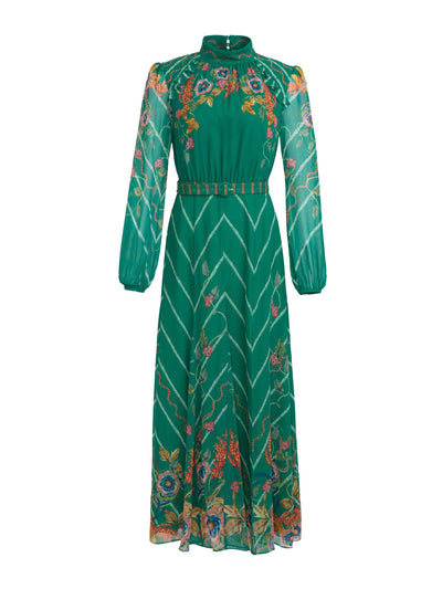 Saloni Jacqui B dress in emerald barley at Collagerie