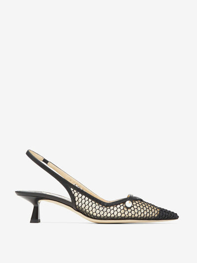 Jimmy Choo Black mesh slingback pumps at Collagerie