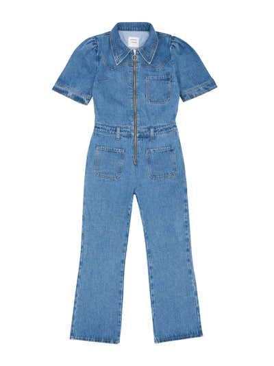 Seventy + Mochi Kit all-in-one jumpsuit in mid vintage denim at Collagerie