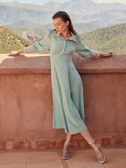 Calla green printed geo dress