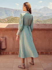 Calla green printed geo dress