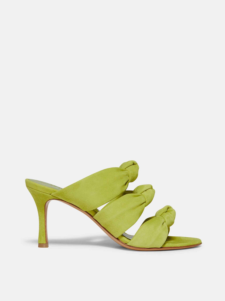 Citrine suede knot sandal heel