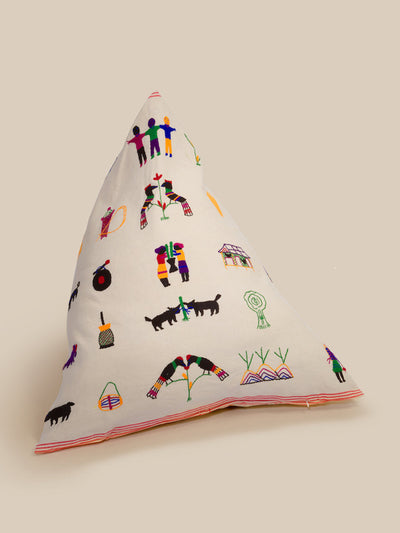 Kalinko Naga children's handwoven cotton triangle bean bag at Collagerie