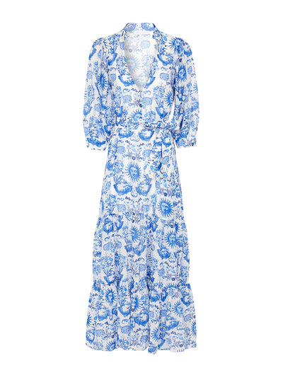 Borgo De Nor Borgo de Nor x Talia Collins blue and white electra loudres voile maxi coverup at Collagerie