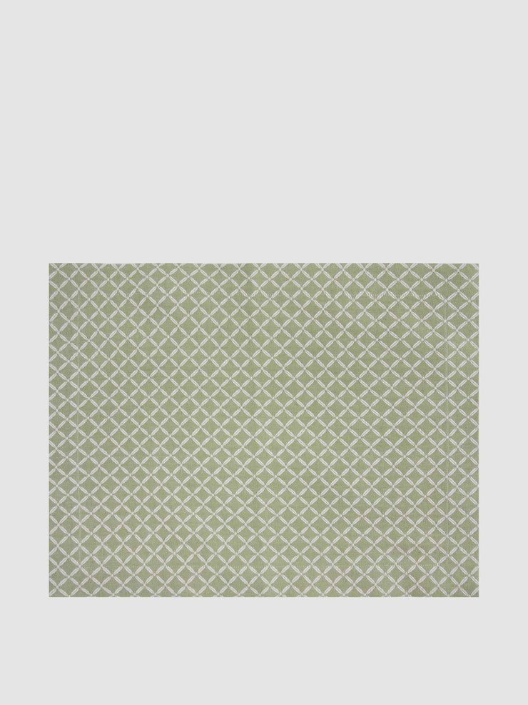 Treillis rectangular green jacquard placemat