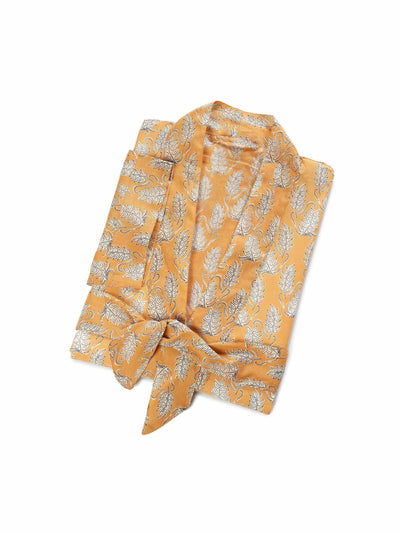 La Redoute Orange leaf print kimono style robe at Collagerie