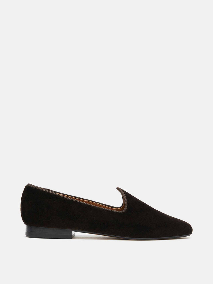 Chocolate velvet Venetian slipper