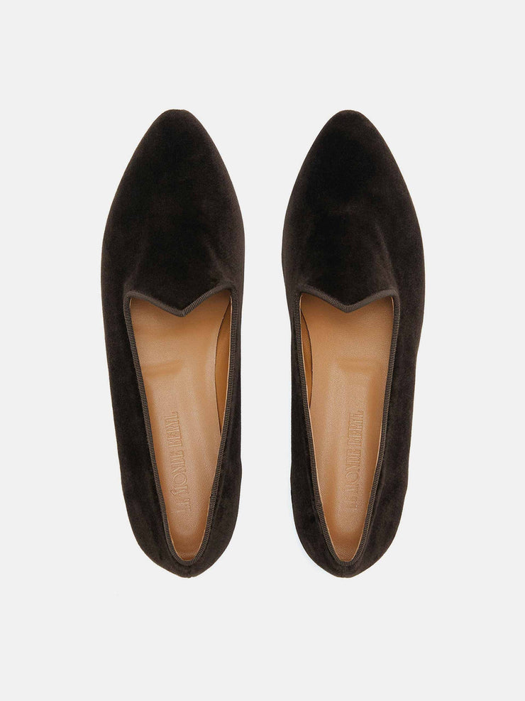Chocolate velvet Venetian slipper