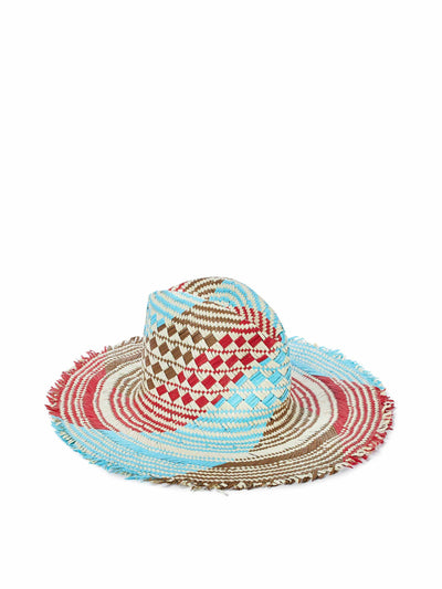 Le Hat Woven red, blue and brown Jane hat at Collagerie