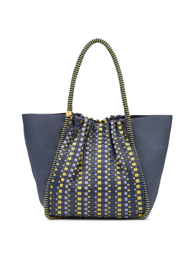 STELAR Negara gathered navy and yellow tote at Collagerie