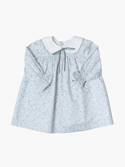 Amaia Blue floral Leela dress for babies at Collagerie