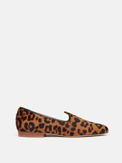Le Monde Beryl Leopard calf hair Venetian slipper at Collagerie