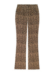 These slim cut and gently flared leopard print cotton corduroy Yolke trousers are flattering and versatile. The hero statement day-to-night piece. Collagerie.com