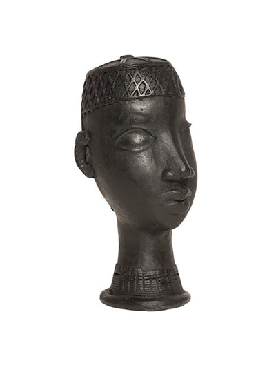 Dar Leone Lobi head in black with hat at Collagerie