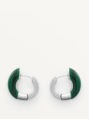 Silver and malachite Locus Solus Hoop earrings