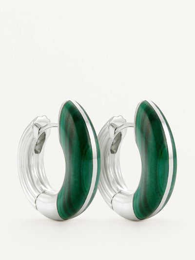 Dévé Silver and malachite Locus Solus Hoop earrings at Collagerie
