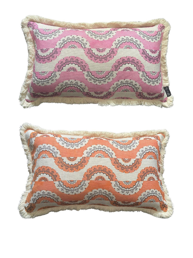 Striped double-sided linen Print Sisters cushion. The perfect addition to your home. Collagerie.com