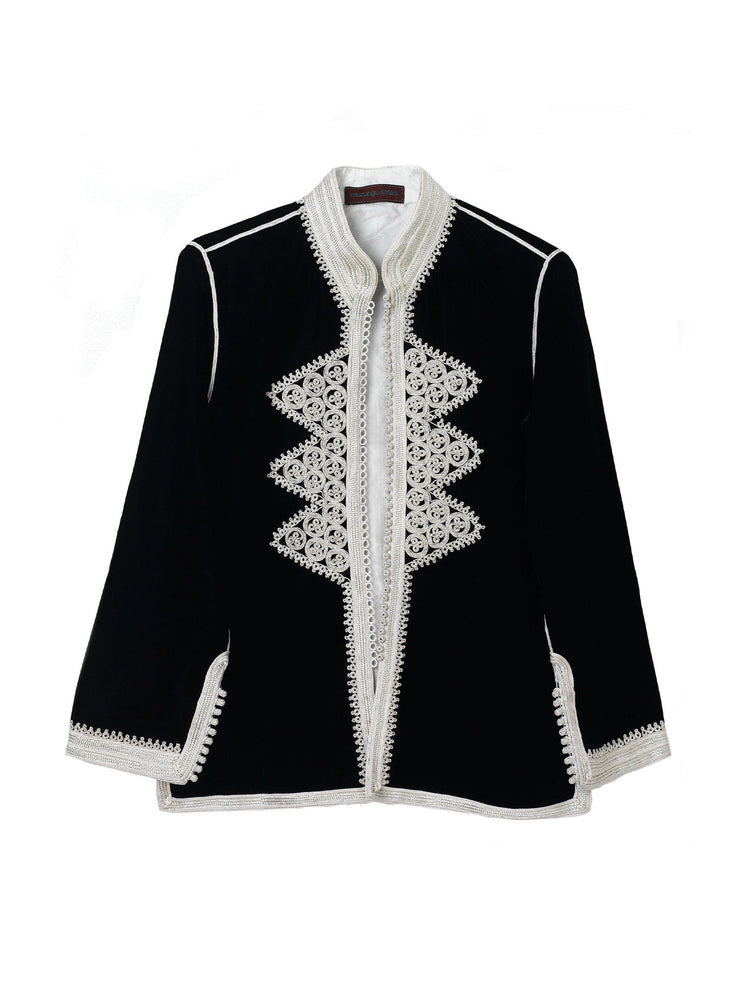 Leila velvet jacket in black with silver embroidery
