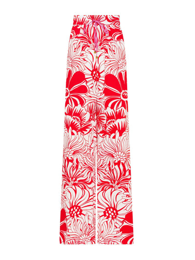 Borgo De Nor Manu cotton trouser in Calypso red floral print at Collagerie