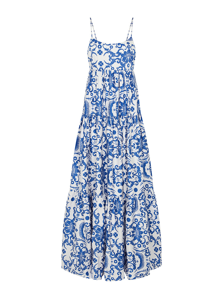 Blue merle cotton maxi dress