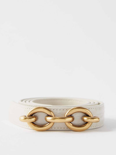 Saint Laurent White leather belt at Collagerie