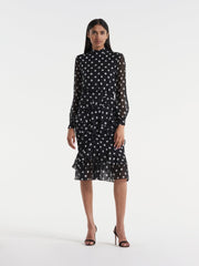 Isa ruffledress in mono dot Clothing SALONI - Collagerie