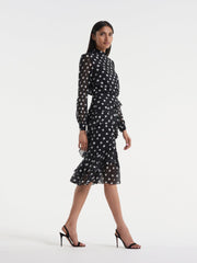 Isa ruffledress in mono dot Clothing SALONI - Collagerie