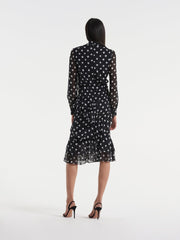 Isa ruffledress in mono dot Clothing SALONI - Collagerie