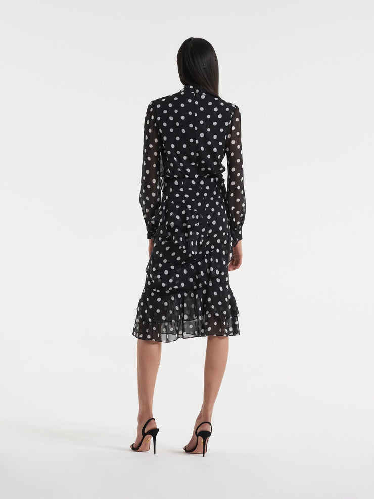Isa ruffledress in mono dot Clothing SALONI - Collagerie