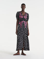 Lea long dress in polka dot flower embroidery Clothing SALONI - Collagerie