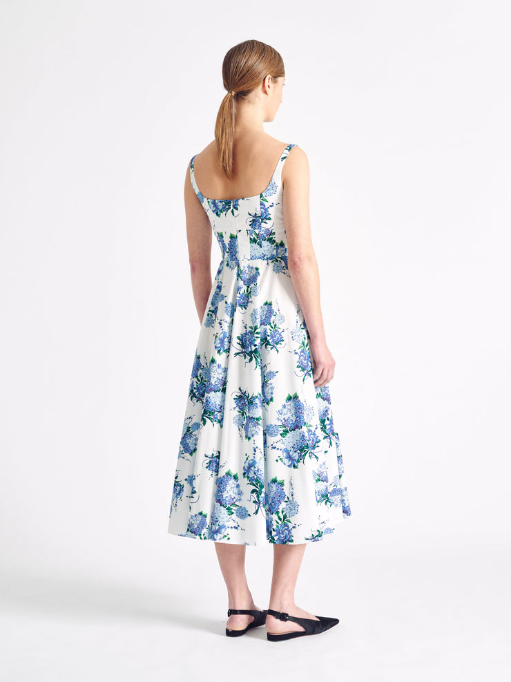 White and blue floral Mona dress