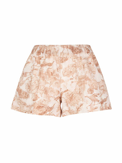 Morpho + Luna Pink and white cotton-linen liz pyjama shorts at Collagerie