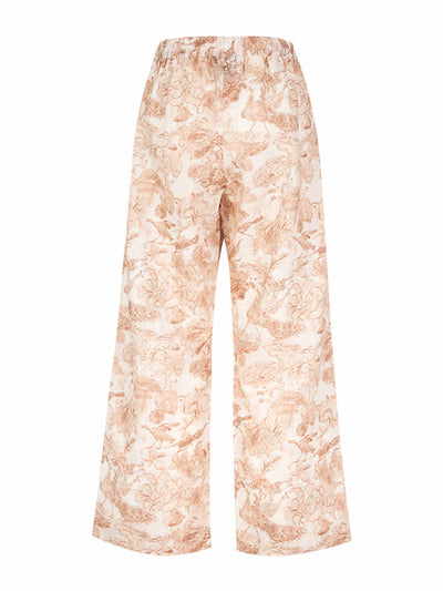 Morpho + Luna Pink and white cotton-linen zoe pyjama trousers at Collagerie