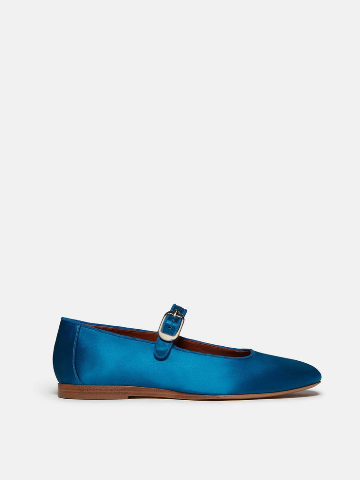 Azzure blue satin Mary Janes