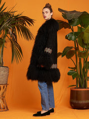 Bibi shearling-lined black suede coat