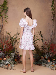 White and pink printed lolita dress
